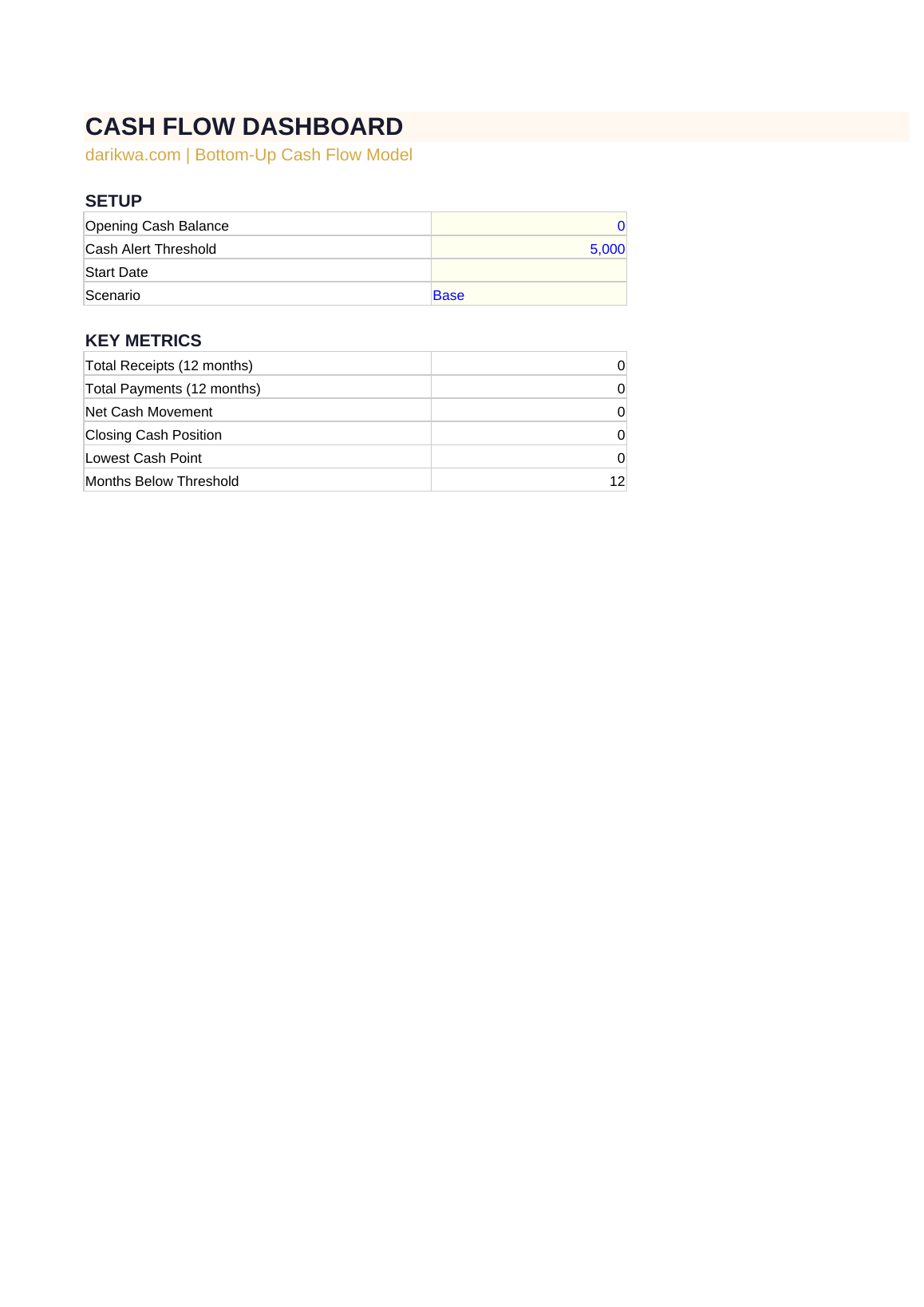 Cash Flow Model (Bottom-Up) preview