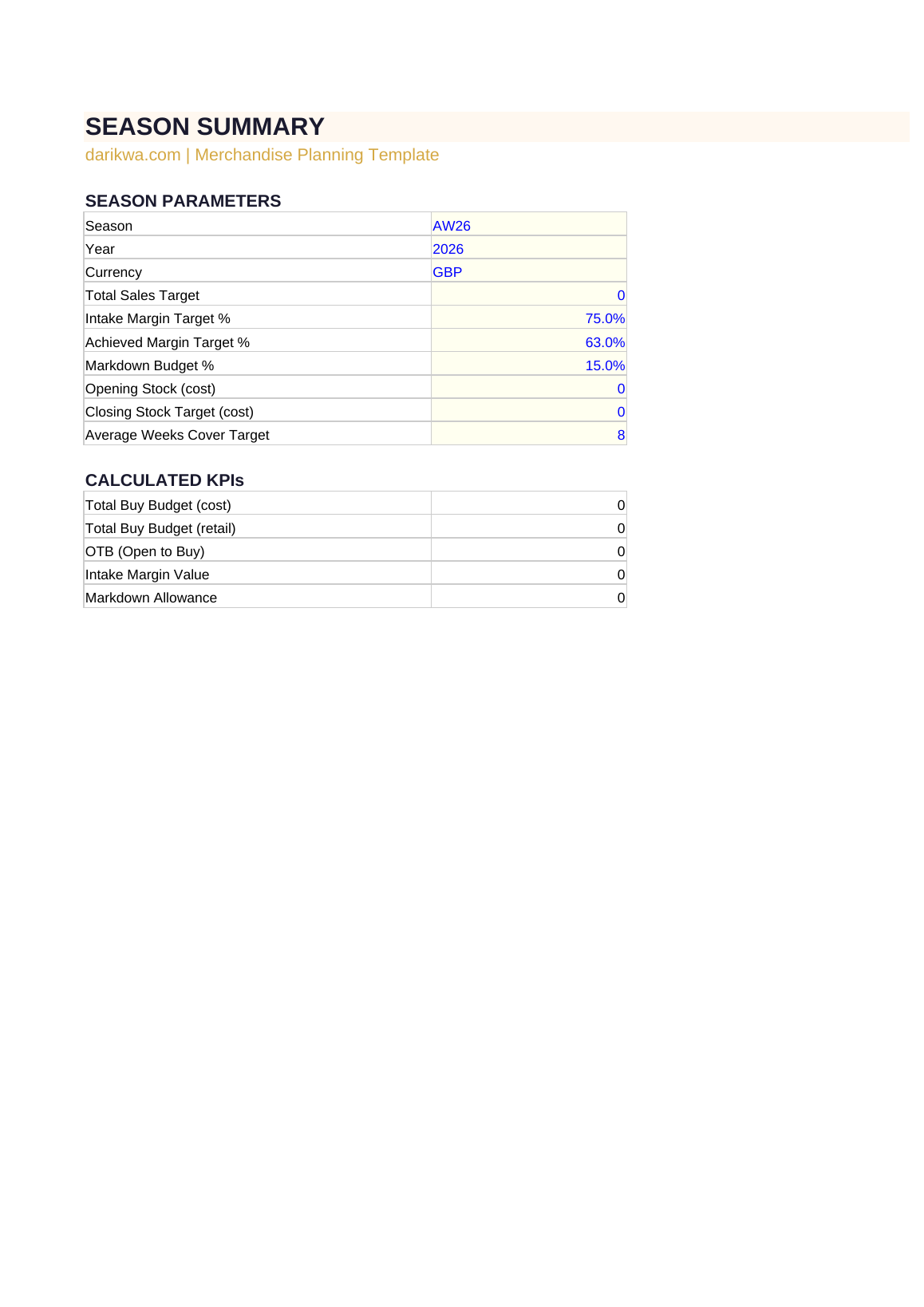 WSSI / Buy Plan Template  preview
